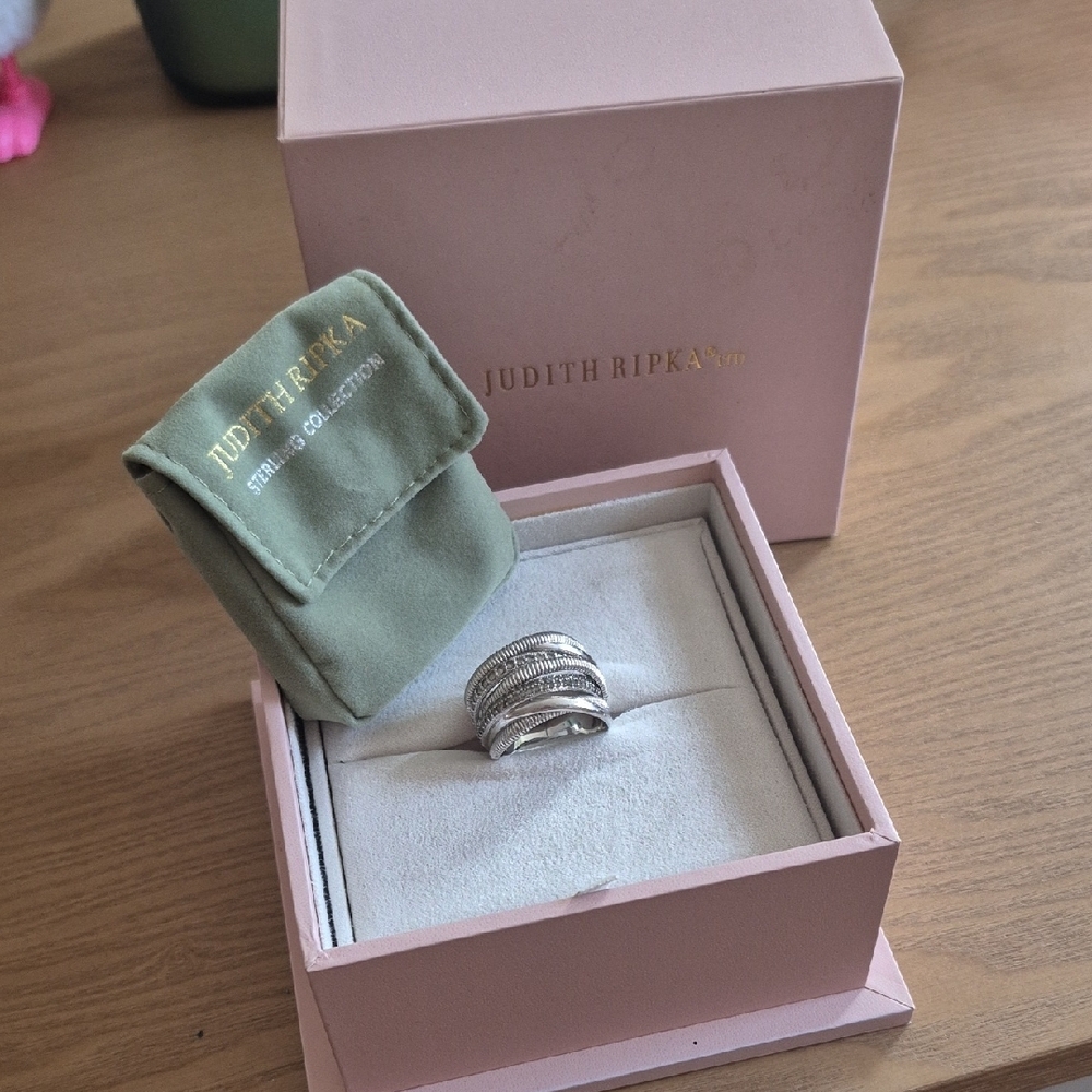 Judith Ripka Silver Modern Twist Ring